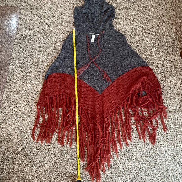 One Size H&M gray burnt orange alpaca-blend hooded poncho - Picture 10 of 10